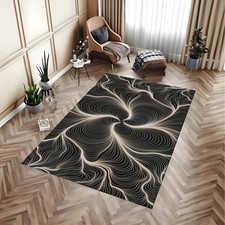 Tapete de área abstrato linhas giratórias | Decoração de ilusão óptica preto e branco, usado comprar usado  Enviando para Brazil