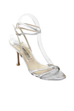 Sandália Salto Jimmy Choo Feminina Couro Slingbacks Tiras Prata Tamanho 38 8, usado comprar usado  Enviando para Brazil