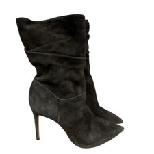 Bota Stiletto Schutz Ashlee Couro Camurça Apontada Desleixada Preta Tamanho 8.5B comprar usado  Enviando para Brazil