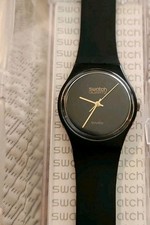 Vintage Swatch Preto com Ouro 4455-P Relógio Funcionando Fabricado na Suíça Nova Bateria Estado Perfeito, usado comprar usado  Enviando para Brazil