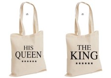 Bolsa tote de algodão THE KING HIS QUEEN Natal namorados casais presente combinando (SACO) comprar usado Bolsa tote de algodão THE KING HIS QUEEN Natal namorados casais presente combinando (SACO) comprar usado  Enviando para Brazil
