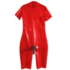Latex Rubber Catsuit uniform Suit Red Club Cosplay Party Fixed Men XL comprar usado  Enviando para Brazil