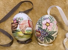 2 ovos de Páscoa pintados à mão ocos reais 🐣 com fitas para pendurar comprar usado  Enviando para Brazil