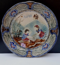 Assiette barbotine décor d'occasion  La Ferrière-sur-Risle