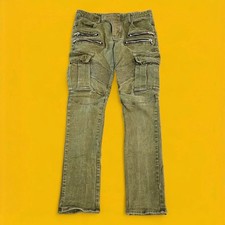 Usado, Calça jeans/calça cargo Balmain slim fit motociclista masculina 34* oliva cintura baixa comprar usado  Enviando para Brazil
