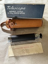 TELESCOPIO de colección potencia variable, óptica recubierta, japonés, estuche de cuero caja original segunda mano  Embacar hacia Mexico