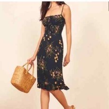 Vestido Reformation Genie Mademoiselle azul floral babado bainha tamanho 8 comprar usado  Enviando para Brazil