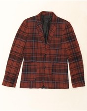 Jaqueta Blazer ZARA Masculina 2 Botões Reino Unido 40 Grande Xadrez Vermelho Poliéster GU04 comprar usado  Enviando para Brazil