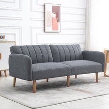 HOMCOM Sofa rozkładana Sofa składana 2-osobowa Sofa z tkaniny Sofa z funkcją spania Szara, używany na sprzedaż  Wysyłka do Poland