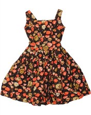 Usado, Vestido A-Line sem mangas para mulheres VINTAGE EU 38 Médio Preto Floral CP48 comprar usado  Enviando para Brazil