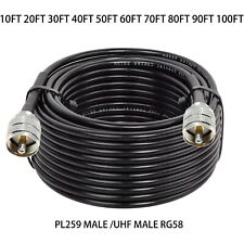 Lote de cabo coaxial 30 pés 50 pés 100 pés conector RG58 UHF PL259 rádio amador CB RF, usado comprar usado  Enviando para Brazil