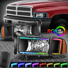 [LED RGB de inicialização animada sequencial] para faróis 94-02 Ram 1500-3500 preto, usado comprar usado  Enviando para Brazil