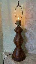 Abajur de mesa vintage meio século moderno madeira virada 3 vias incandescente, plugue com fio comprar usado  Enviando para Brazil
