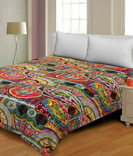 Colcha de cama de casal indiana feita à mão 100% algodão multi Kantha colcha algodão comprar usado  Enviando para Brazil