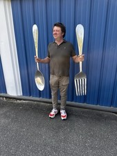 Tenedor y cuchara de aluminio Pop Art de Curtis Jere serie de utensilios de cocina gigantes 1979 segunda mano  Embacar hacia Mexico