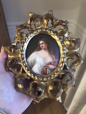 Antique French Hand Painted Miniature Portait Porcelain Fancy Ornate Gilded Gilt comprar usado Antique French Hand Painted Miniature Portait Porcelain Fancy Ornate Gilded Gilt comprar usado  Enviando para Brazil