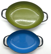 Panelas salteadas esmaltadas vintage MCM verde e azul - Conjunto de 2 comprar usado  Enviando para Brazil