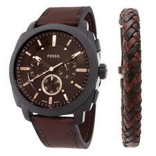 Conjunto de relógio e pulseira masculinos cronógrafo quartzo Fossil Machine FS6102SET comprar usado  Enviando para Brazil