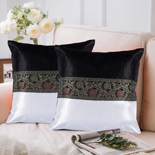 Conjunto de 2 capas de travesseiro decorativas de seda cetim preto e branco comprar usado  Enviando para Brazil