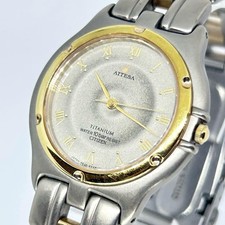 Citizen Attesa relógio masculino titânio 10 ATM resistente à água mostrador cinza detalhes dourados comprar usado  Enviando para Brazil