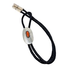 Thomas Nez, Gravata Bolo, Coral, Prata Esterlina, Navajo Feita à Mão, 32" comprar usado  Enviando para Brazil