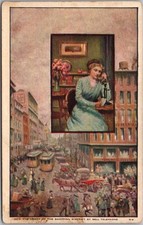 Cartão postal publicitário "O coração do distrito comercial" c1900s BELL PHONE comprar usado  Enviando para Brazil