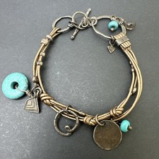 Pulseira de prata esterlina Silpada Howlite e quartzo esfumaçado em couro marrom B2086, usado comprar usado  Enviando para Brazil