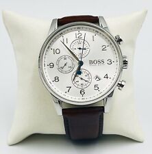 Relógio masculino Hugo Boss quartzo cronógrafo mostrador branco pulseira de couro 44mm comprar usado  Enviando para Brazil