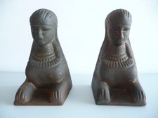 Usado, Paire de sphinx décoratifs en fonte XIXème 5,1kg Garde feu foyer Calle porte comprar usado  Enviando para Brazil