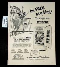 1952 Westinghouse Geladeira Frost-Free Lady free as a bird Print Ad 42845, usado comprar usado  Enviando para Brazil