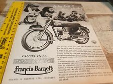 1956 FRANCIS BARNETT FALCON Motocicleta Original Reino Unido Anúncio de Vendas , usado comprar usado  Enviando para Brazil