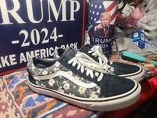 Usado, #876-Lovely Tênis Masculino Preto Camurça/Flowery VANS Off The Wall Tamanho-8.5, Reino Unido-7.5, comprar usado  Enviando para Brazil