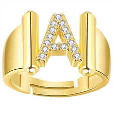 Anel de zircônia cúbica letra inicial A-Z alfabeto sinete banda aberta para presente feminino comprar usado Anel de zircônia cúbica letra inicial A-Z alfabeto sinete banda aberta para presente feminino comprar usado  Enviando para Brazil