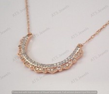 Colar pingente barra curva moissanita corte redondo 0,90 ct folheado a ouro 14K dois tons comprar usado  Enviando para Brazil