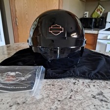 Meio capacete Harley Davidson DOT motocicleta preto brilhante com protetor facial tamanho.  S comprar usado  Enviando para Brazil