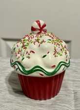 Vela de cupcake cerâmica formato de cupcake de Natal. Topper com polvilhos. comprar usado  Enviando para Brazil