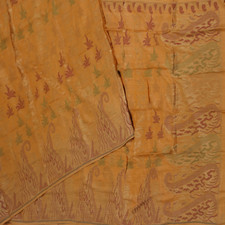 Sari Vintage Giallo Senape 100% Sete Pura Paisley Tessuto Intrecciato 6YD comprar usado  Enviando para Brazil