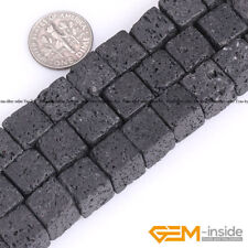 Usado, Contas de cubo quadrado de pedra preciosa de lava vulcânica preta natural fabricação de joias 15" Reino Unido comprar usado  Enviando para Brazil