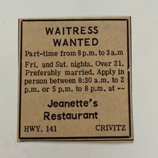 Jeanette restaurant waitress for sale  Hinckley
