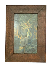 Quadro de carvalho antigo primitivo bíblico feminino balançando cena floresta 9,5x15 ca 1900 comprar usado  Enviando para Brazil