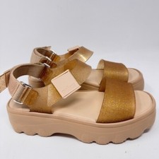 Sandália plataforma Melissa Kick Off – Bege dourado glitter, tamanho 9 comprar usado  Enviando para Brazil
