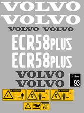 Volvo ECR58 Más Excavadora Completo Pegatina Set Con Advertencia Seguridad comprar usado  Enviando para Brazil