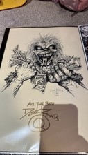 Impressão assinada Derek Riggs Iron Maiden dinheiro Eddie 11x17 comprar usado  Enviando para Brazil