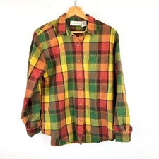 Camisa xadrez vermelha verde laranja grama limão vintage com botões M comprar usado  Enviando para Brazil