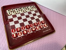 Używany, Kolekcjonerskie vintage turystyczne szachy magnetyczne NIEMCY-PAT. W skórzanym etui na sprzedaż  PL