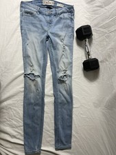 Jeans Hollister Original Tamanho 1R 25x30 Perna Super Skinny Cintura Baixa Elástico Azul #185, usado comprar usado  Enviando para Brazil