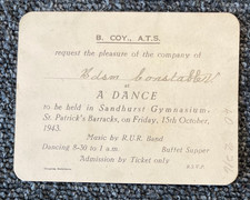 Wwii dance invitation for sale  BRIGHTON