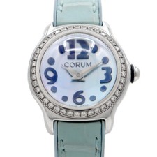 Usado, Mini moldura de diamante bolha CORUM 101.151.47 azul esfregão aço inoxidável quartzo feminino comprar usado  Enviando para Brazil