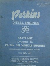 Perkins parts list for sale  COLCHESTER