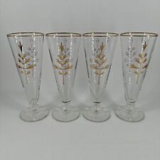 Copos de cerveja Pilsner vintage MCM 1950 Libbey Jardin folha de ouro utensílios de bar 8,25” T comprar usado  Enviando para Brazil